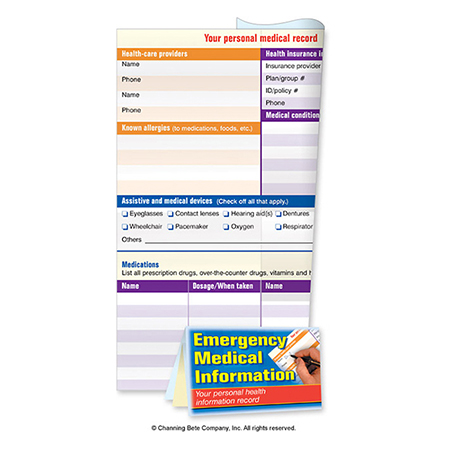 Emergency Medical Information; A Pocket Minder Card