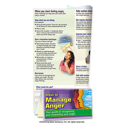 Ways To Manage Anger; A Pocket Minder Card