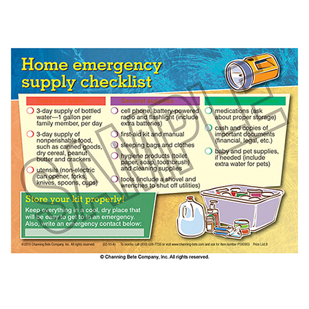 Home Emergency Supply Checklist Cling